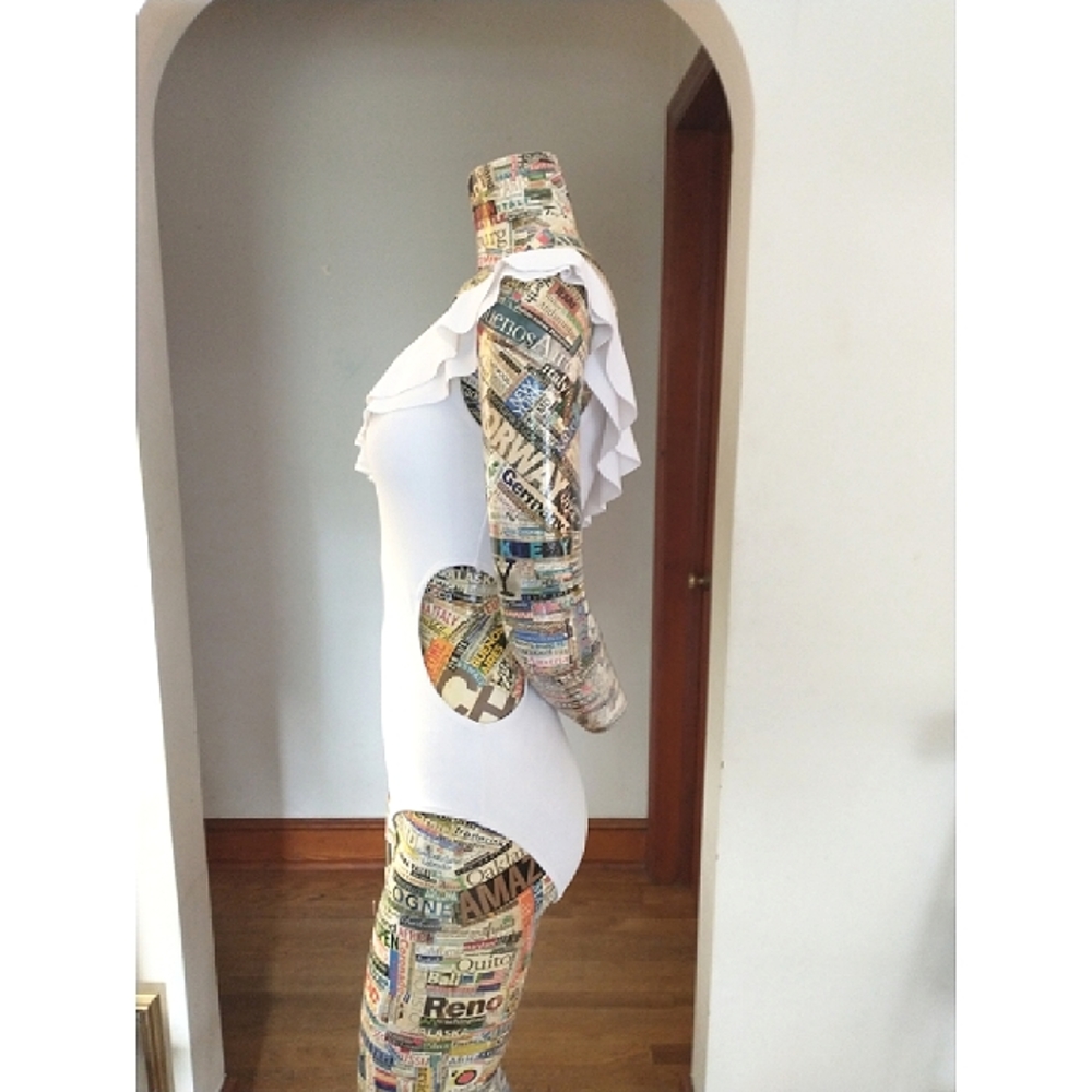 HEAT WAVE SALE!White Ruffle One Shoulder Swimsuit With Cut-outs, sz Medium/Large - Picture 6 of 14